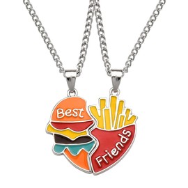 Matching Best Friend Necklaces Gifts for Men Women 2 Pcs Hamburg Fries Necklaces for Best Friend Friendship Christmas Birthday Gifts for Bestie Sisters Friend Themed Matching Necklace
