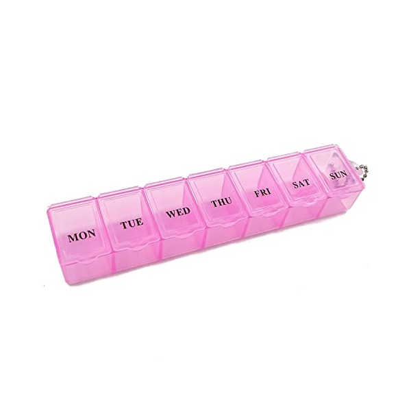 Pill Boxes 7 Day 1 Times a Day â Pink Medicine Storage Box Weekly Tablet Organiser for Vitamins, Supplements, and Medications for Travel, Home, and Office Use â Premium Quality Food Grade Material