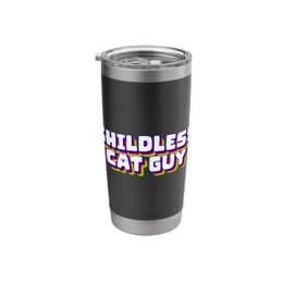 Childless Cat Guy Cute Whiskers Fun Cat Lover Cat Dad Stainless Steel Insulated Tumbler