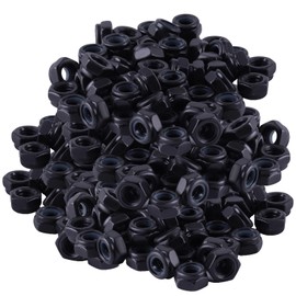 SBRRAIL M3 Hex Nuts Inserted Nylon Small Hardware Self Locking Nuts Zinc Plated Carbon Steel Metric Black Nylock Nuts for Furniture, Tools, Handle 100pcs