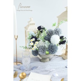 Floroom Artificial Dahlia Flowers 25pcs Real Looking Blue Shades Foam Fake Roses with Stems for DIY Wedding Bouquets Bridal Shower Centerpieces Floral Arrangements Party Tables Home Decoration