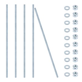 Threaded Rod M8, Pack of 5, Galvanised Threaded Rods, Carbon Steel, M8 x 300 mm with Metric Full Thread with Nuts and Washers