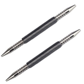 PMIIO 2 Pieces Dual Head Nail Setter Spring Loaded Nail Set Spring Nail Punch Hammerless Tool Kit 3/32″& 1/8″ Tools 3500 PSI Striking Force Counter Punch