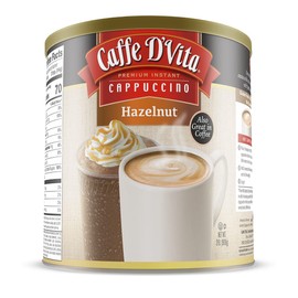 Caffe D'Vita Hazelnut Cappuccino Mix - Instant Coffee Powder Mix, Gluten Free, No Cholesterol, No Hydrogenated Oils, No Trans Fat, 99% Caffeine Free - 2 Lb Can