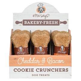 ETTA SAYS! Cookie Crunchers Crunchy Dog Treats Pack of 24 – Limited Ingredient 5” Dog Biscuits, Made in The USA (Cheddar & Bacon)