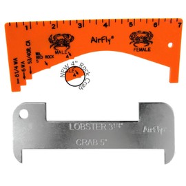 AirFly Aluminum Lobster and Blue Crab Gauge for California, Maine, MA, NH, RI, CT, MP, AL, FL, GA, MD, VA, NC, SC, LA, TX, Canada, 5", 3 1/4". Designed in San Francisco, USA