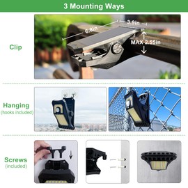 Tryme 118Leds Solar Lights Outdoor Clip Motion Sensor Lights Security Light 3 Modes, 3 Color Temperature, Solar Powered, USB Charging (2 Pack)