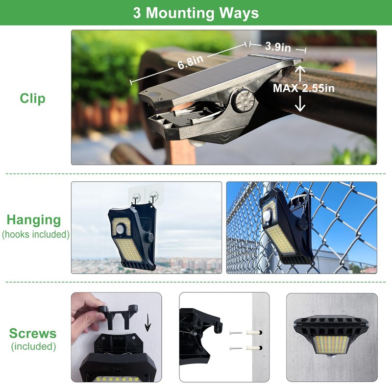 Tryme 118Leds Solar Lights Outdoor Clip Motion Sensor Lights Security