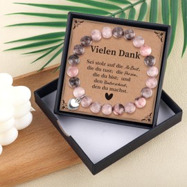 Rebundex Thank You Gifts Bracelet Women's Thank You Gift for Mum Teacher Nurse Leaving Gift Teacher Colleague Retirement Gift, natural zebra stone