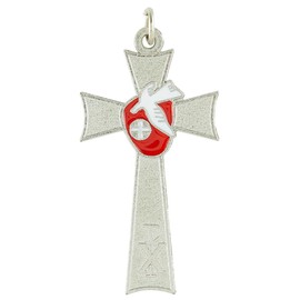 Needzo Holy Dove Confirmation Cross Pendant, Religious Charm for Necklaces, Bracelet, 2 Inches