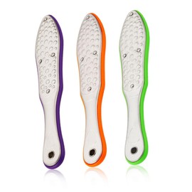 Healvian 2pcs Stainless Steel Exfoliator Foot Scrubber Pedicure Tool for Dead Skin Removal Portable Foot Rubbing Board Random Colors Safe and Durable Design