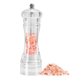 Acrylic Pepper Pepper Mill,Adjustable Coarseness Manual Pepper Mill and Salt Shaker,Clear Acrylic Salt and Pepper Grinder for Pepper, Cumin, Sea Salt,Dry pepper and more-6.5 Inch