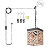 Tarentlight Rustic Wood Hanging Light Plug in, Adjustable Chain Boho