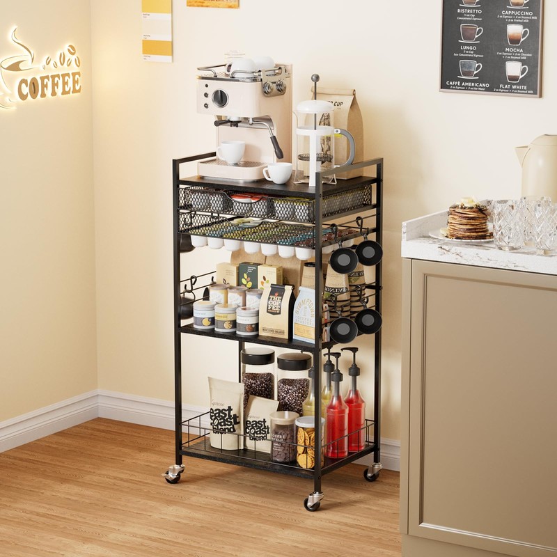 Homsorout Coffee Bar Station with Storage Drawer - 5 Tier