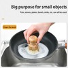 Natural Sisal Dish Washing Brush Bamboo Round Scrub Brush Pots