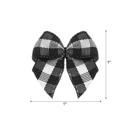 MECCANIXITY 100Pcs Mini Gingham Ribbon Bow 1" Checkered Fabric Satin Ribbon Bows for Craft DIY Hair Bow Sewing Wedding Birthday Party Gift Black & White