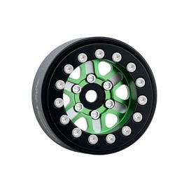 TCRC 4PCS Aluminum Deep Dish 1.0 Inch Beadlock Wheels Hubs for Axial SCX24 Traxxas TRX4M FCX24 Redcat Ascent-18 HPI,Green