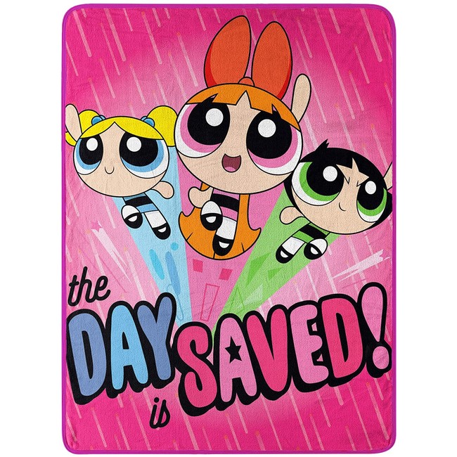 Cartoon Network Micro Raschel Throw Blanket Powerpuff Girls, Day Saved, 46" x 60"