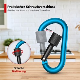 RAVN HAMAN 10 x Screw Carabiner – Colourful – Carabiner with Screw Cap up to 30 kg – Carabiner Hook for Indoor and Outdoor Use – Hooks for Hammock, Punch Bag, Decoration etc.