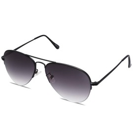 SOJOS Men's Women's Sunglasses, Classic Semi Metal Frame SJ1106 with Black Frame/Gradient Grey Lens