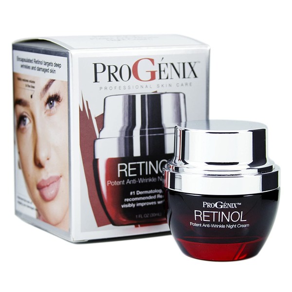 Progenix Profesional Skin Care Retinol Anti-Wrinkle Night cream for fine lines, deep wrinkles, sun damaged skin. 1oz