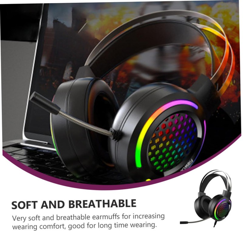 Levemolo Wired RGB Gaming Headset with Noise Reduction Comfortable Over-Ear