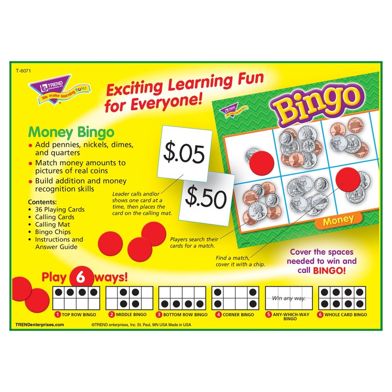 Trend Enterprises: Money Bingo Game, Exciting Way for Everyone to