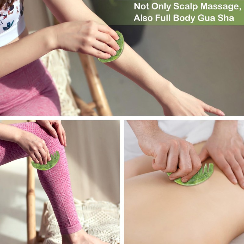 Multipurpose Jade Green Handmade Massage Comb Full Relaxing Massage Scalp