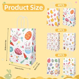 24Pcs Cartoon Gift Bags,8.19 * 5.91 * 3.15inch Birthday Party Favor Gift Bags with Handles,Colorful Summer Paper Bags for Birthday Crafts Wedding Party Supplies