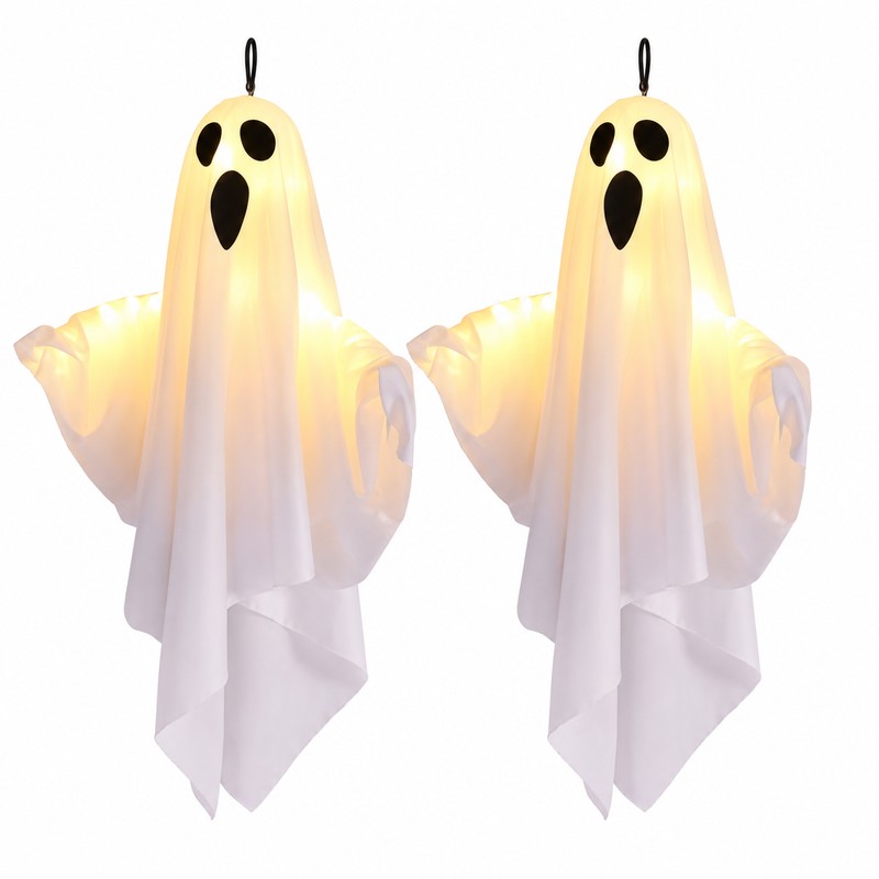 LED Hanging Ghost for Halloween Decor – Light-Up Fabric Horror