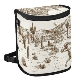 xigua Western Desert Cowboy Car Trash Can Waterproof Car Garbage Can with Lid Leak Proof Car Trash Bag for Automotive/Truck/SUV