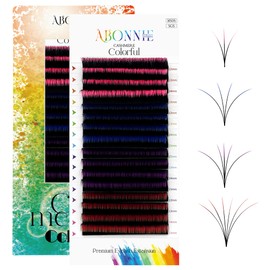 ABONNIE Colored Lash Extensions, Easy Fan Lash Extensions 0.07 D Curl Lash Extensions,Color Lash Extensions,12-15mm Mix Volume Lash Extensions, Lash Fan for Lash Extensions(0.07-D-Black Ombre 12-15)