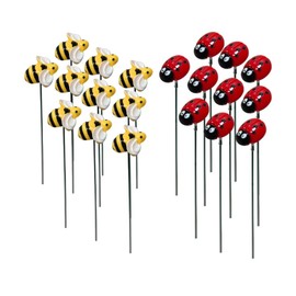 Bee Garden Stakes, Ladybug Garden Stake Decoration,Outdoor Bee Decor,Outdoor Ladybug Decor for Yard, Patio & Indoor Plants Flower Pot Decor(20pcs)