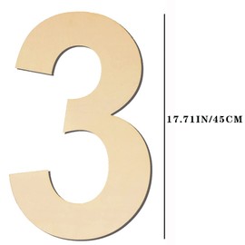 17 inch large wooden numbers, wood number, blank wooden number, wooden sign board, wooden numbers for crafts, DIY projects, birthday, party, wedding decorations (Number 3)