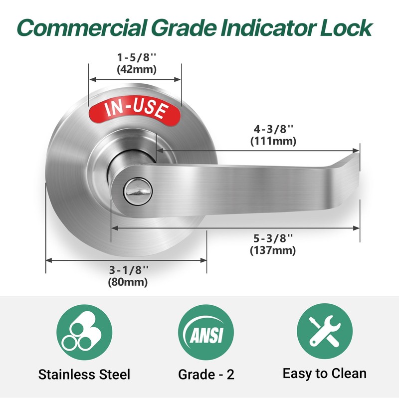 Onedaful Cuzofu Privacy Indicator Lever Lock Inuse or Vacant, Occupied