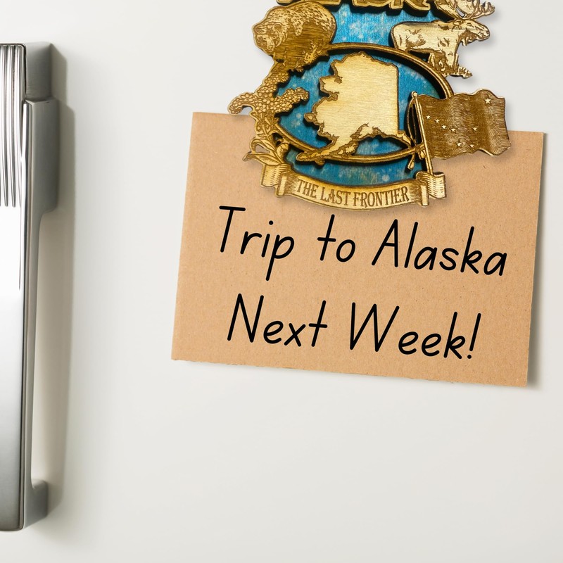 Alaska Wooden Magnet, The Last Frontier Magnetic Accessory, Rustic Fridge