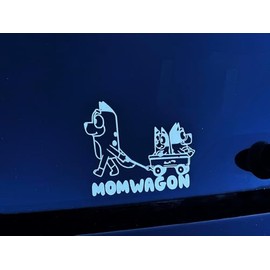 Momwagon Window Decal Waterproof White Vinyl Sticker Funny Momwagon Vinyl Decal for Car Truck Windows & SUVs