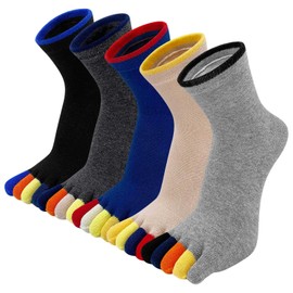 Hellomamma Mens Toe Socks Five Finger Sock Boys Running Athletic Cotton Ankle Sox 5 Pairs