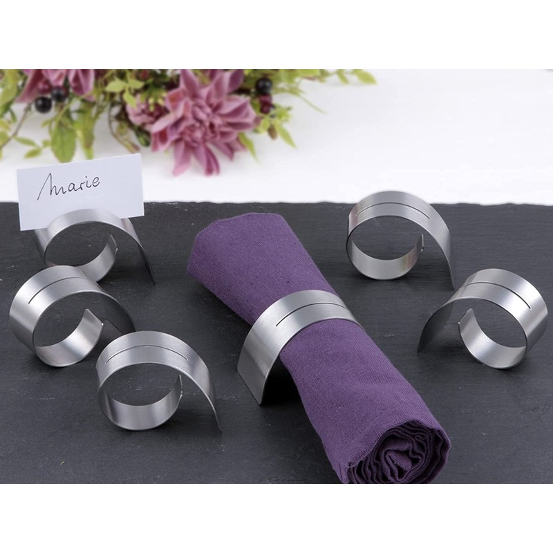 texpot Pack of 6 Napkin Rings with Slotted Stainless Steel