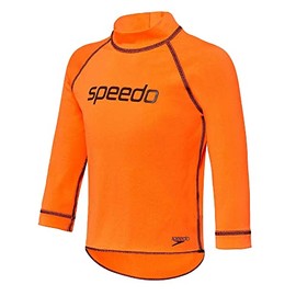 Speedo Boy's Logo Long Sleeve Rash Top, Fluro Orange, 3 Years