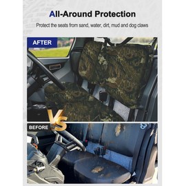 ZIDIYORUO Camo UTV Seat Cover, Waterproof Seat Cover Set Compatible with 2016-2025 Can Am Defender, PU Coatin Split Bench Seat Covers Defender Accessories-Camo