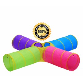 Hide-n-Side Kids fun 4-way Multi-color Play Tunnels. 8ft long w/ carry Bag. FREE EXP SHIP!!