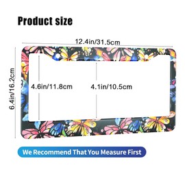 HOSNYE Watercolor Butterfly License Plate Frame Flying Colorful Beautiful Butterflies Metal License Plate Cover Front Plates Frames Car Tag Frame for Women Men US Vehicles Standard