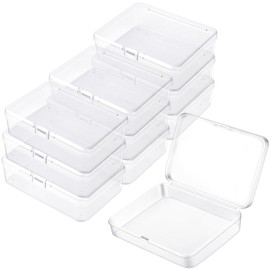 Pack of 15 Storage Boxes with Lid, Small 9.8 x 6.8 x 3.3 cm, Plastic Box, Small Box with Lid, Transparent Plastic, Empty Mini Storage Box for Small Beads, Jewellery, Small Items, Craft Accessories