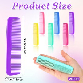 24 Pieces Colorful Hair Combs Set for Women, Pocket Hair Comb Portable Fine and Wide Tooth Combs Multipack Plastic Fine Dressing Comb for Women and Men Styling (6 Colors)