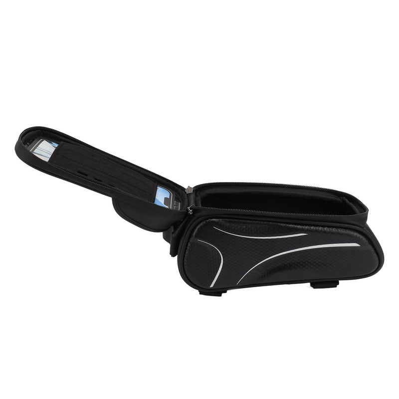 Bike Phone Mount Bag Large Capacity Waterproof Carbon Pattern PU