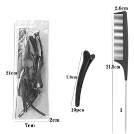 Pack of 12 Hair Sectioning Clips for Girls and Women with 1 PCS Antistatic Tail Comb – Professional Hairdresser Clips for Salon Styling & Care, Hair Dying Accessories, Black,Hair Stuff, Hair Salon