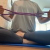 Purple handle stretching rubber band home workout rubber band / 손잡이 스트레칭 고무 밴드 보라 홈트 운동 고무줄