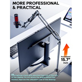 CACENCAN Boom Arm, 360° Rotatable Microphone Stand with Desk Mount, Foldable Desk Mic Arm with 3/8'' to 5/8'' Screw Adapter, Microphone Arm for Live Streaming, Gaming, Podcasting