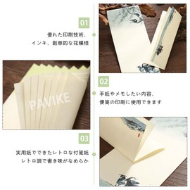 PAVIKE Letter Set (4 Types) Stationery, Envelopes, Letter Set, Stationery and Envelopes, Vintage Aesthetic Design, Perfect Office Supplies for Writing Letters and Poems